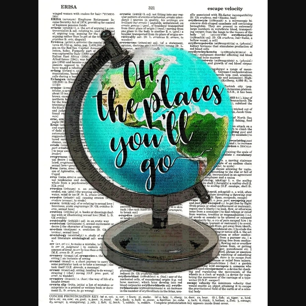 The Places You'll Go Dictionary Art Print
